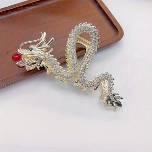 Металева шпилька для волосся у китайському стилі крабик "Золотий Дракон"